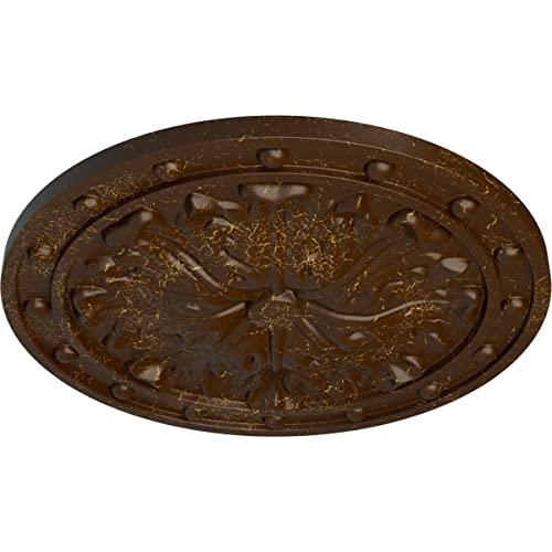 Ekena Millwork Ekena Millwork CM20FORBC Foster Acanthus Leaf Ceiling Medallion, 20 1/2\"OD x 1 1/2\"P (Fits Canopies up to 2 1/4\"), Hand-Painted Root Beer Crackle