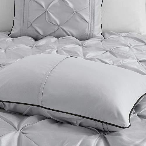 Madison Park Madison Park Laurel Cozy Comforter Set - Traditional Tufted Faux Silk Design, All Season Down Alternative Bedding with Matching Shams, Decorative Pillow, Grey Cal King(104\"x92\") 7 Piece