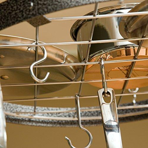 Rogar Rogar Hammered Steel and Chrome Oval Pot Rack with Grid 37.5-in.