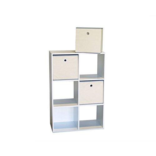 VidaNaticle VidaNaticle Large Storage Bins, Colonial 6-Cell Storage Cube, Stackable Storage Boxes, Storage Baskets for Organizing, Shelves, Bedroom, Home, Office (36\"x24\"x12\", White, 6 Cell)