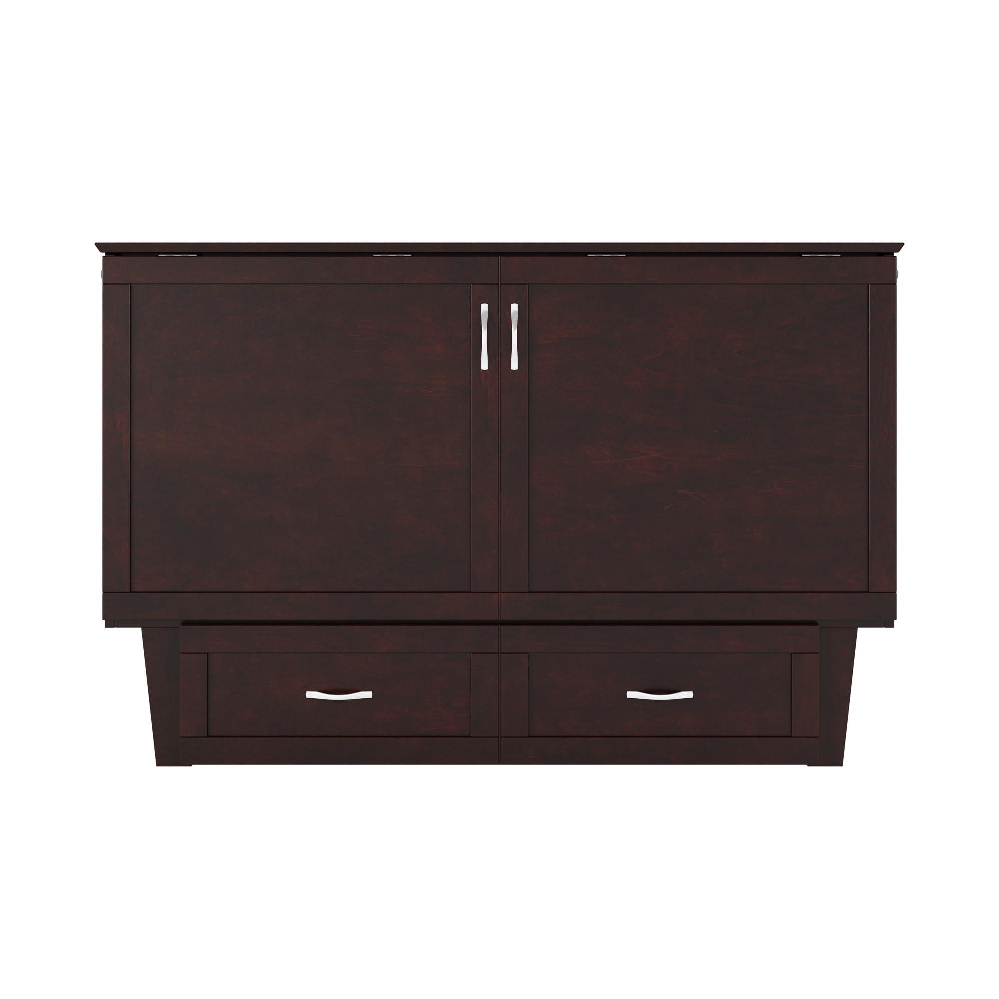 AFI AFI, Chelsea Mid-Century Modern Queen Solid Wood Murphy Bed Chest with Mattress in Espresso