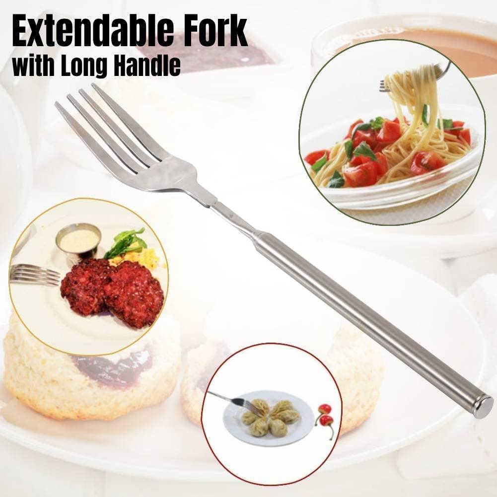 LIZEALUCKY Telescopic Fork,Extendable Fork,Extending Fork,64cm Long Stainless Steel Retractable Fork Extendable Dinner Fruit Dessert Fork Cutlery 8.7-25.4inch