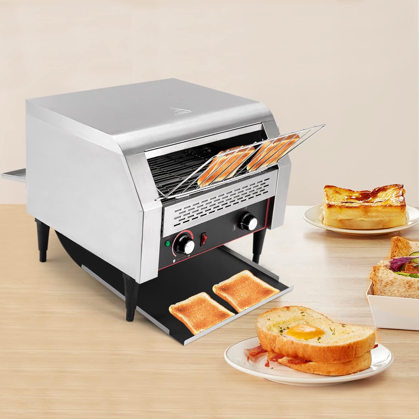 Okasiki Commercial Toaster Conveyor Electric Stainless Steel Restaurant Toaster Oven for Bagel Burgers Bun Bread Heavy Duty Industrial Conveyor Toasters (450 Slices/Hour)