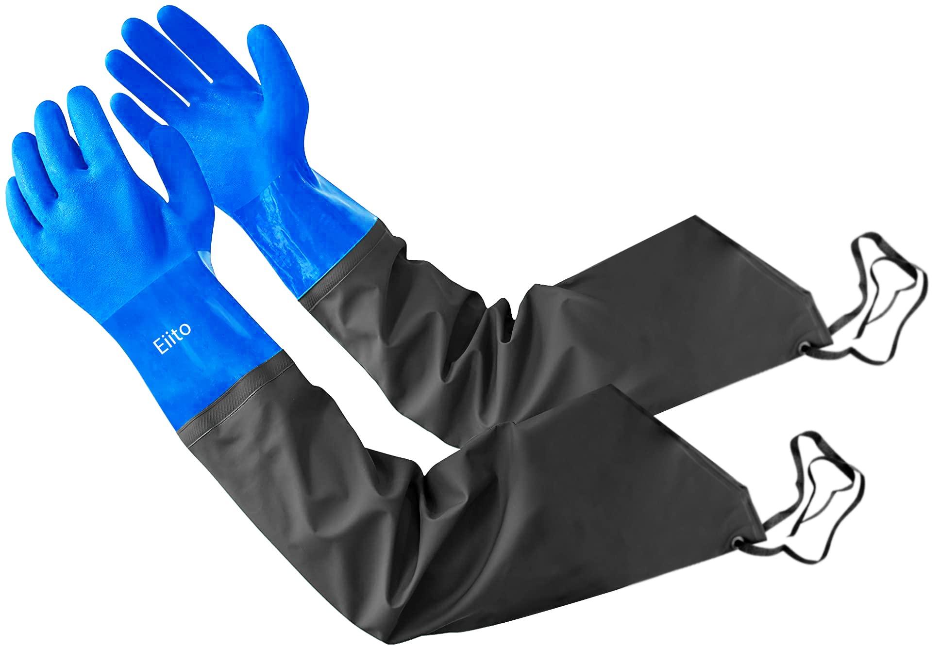 Eiito Eiito Drain cleaning gloves,Pond Gloves,Long Rubber gloves,Waterproof Gloves elbow length rubber gloves- 27 Inch Insulated Waterproof Gloves