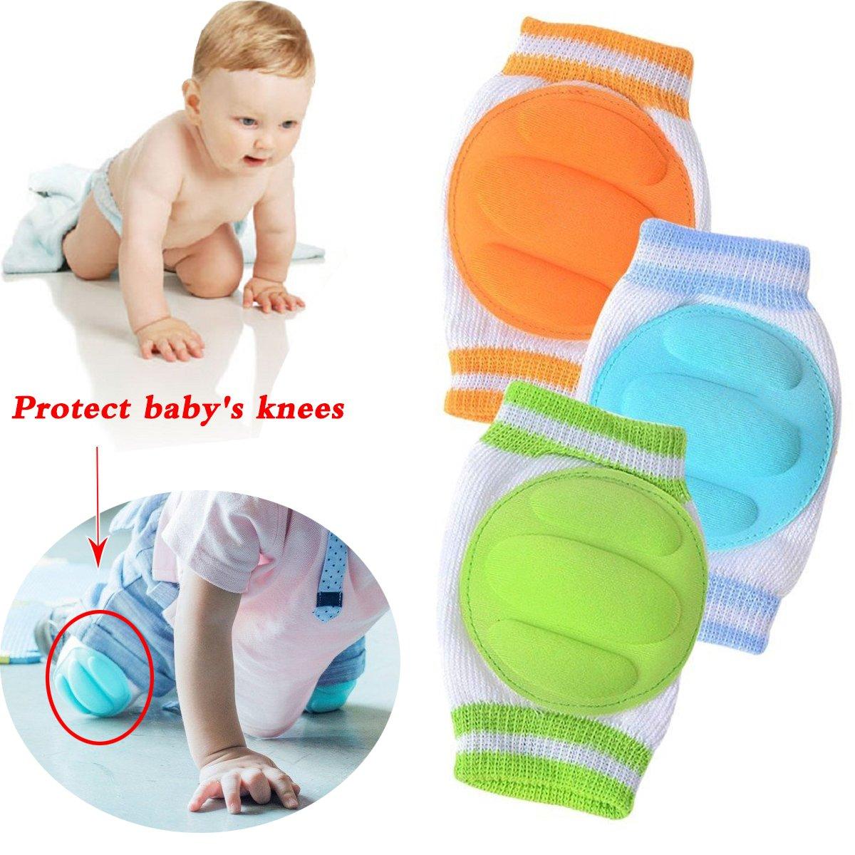 fantastic me 3 Pairs Baby Knee Pads for Crawling - Adjustable Breathable Waterproof Safety Protector, Elastic Knee Elbow Pads for Babies, Toddlers, Infants, Boys, Girls, Kids, Unisex (A)
