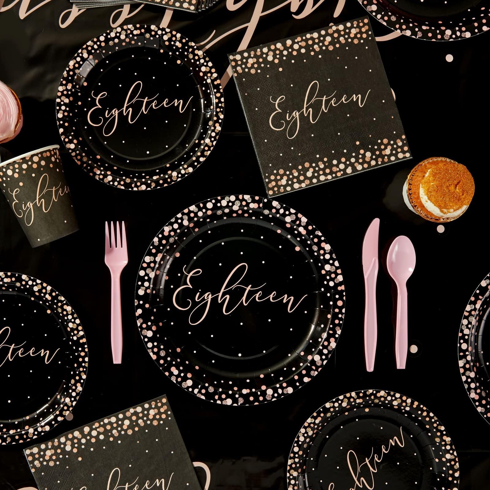 Sparkle and Bash 170 Piece 18th Birthday Party Supplies and Decorations Set for Girls, Includes Plates, Napkins, Tablecloth, Banner, Cups, and Cutlery (24 Guests)