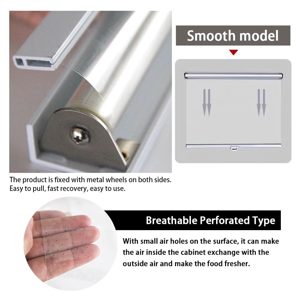 HomeLoft Basics Roller Blinds for Refrigerator Porous Breathable Roll Up Blinds Plastic Food Preservation Roller Shades PVC Transparent Roller Curtains with Fitting(W49X59in)