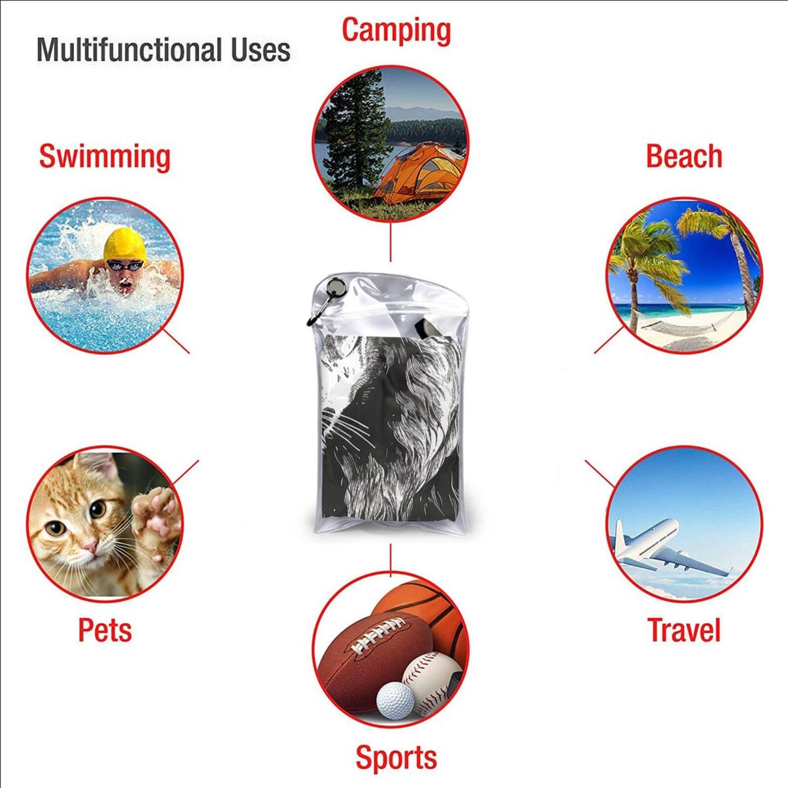 NONHAI NONHAI Beach Towel Lion Black White Illustration Microfiber Bath Towels Quick Dry Towel for Swimmers Sand Proof Beach Towels Absorbent Bathroom Towel for Hotel Gym Spa Yoga Bath Towel 27.5\"x55\"