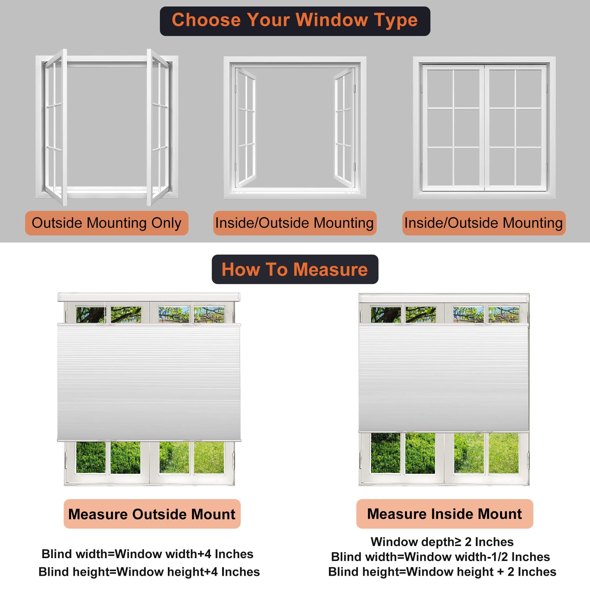 HOTSOON HOTSOON Top Down and Bottom Up Cellular Shades for Windows Blackout Cordless Honeycomb Blinds UV protection Easy Install Bathroom Bedroom Living Room,Dark Blue,33" W x 56" H