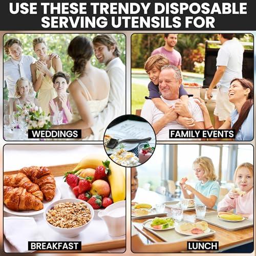 C&S Event Supply Co. 8.5\" Black Plastic Serving Spoons for Buffet, Bulk 12 Count, Heavy Duty Disposable Spoon, Large Plastic Serving Utensils for your Catering Supplies, Events, Party, and Weddings by C&S Event Supply Co.