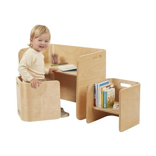 ECR4Kids ECR4Kids Bentwood Multipurpose Table and Chair Set, Kids Furniture, Natural, 3-Piece
