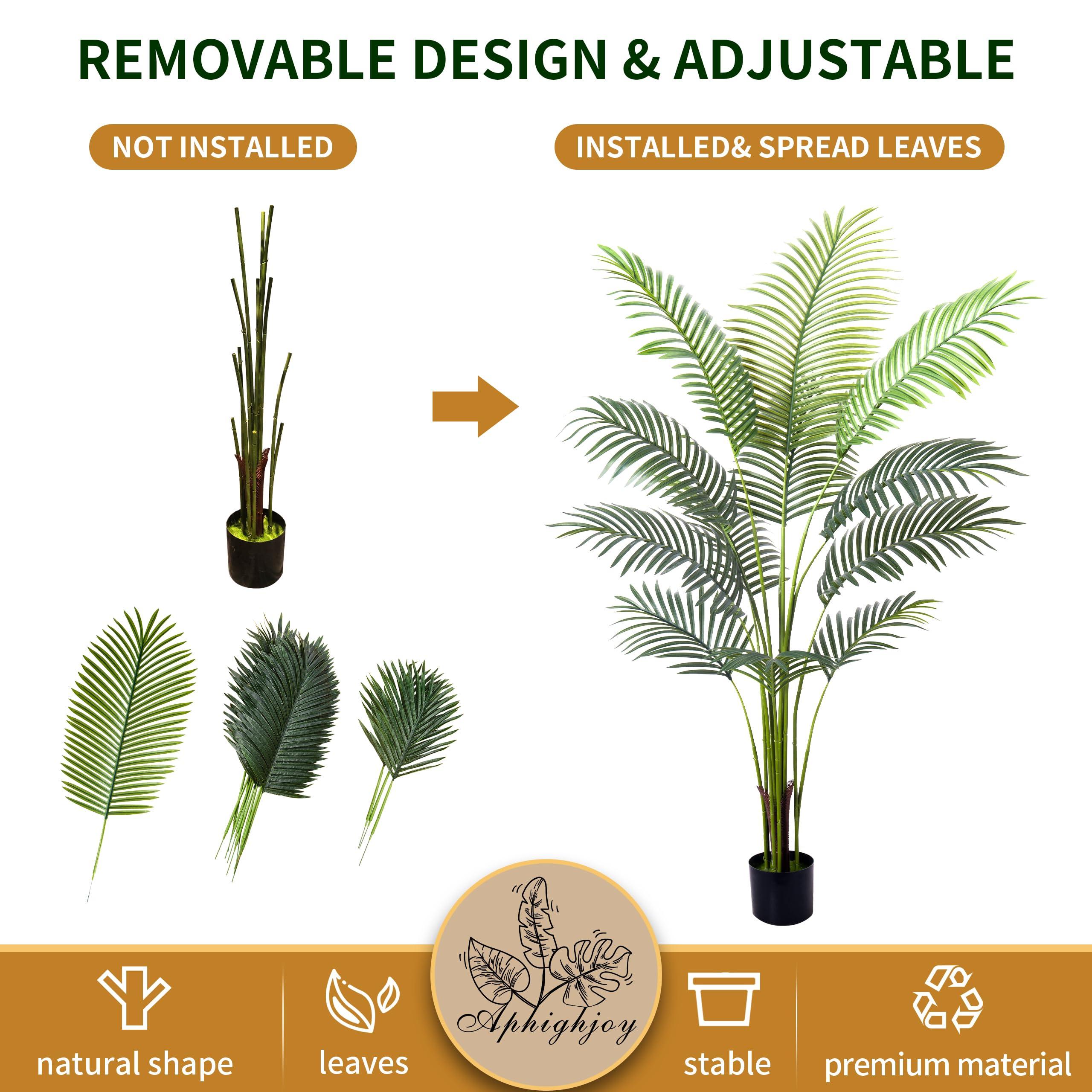 Aphighjoy Aphighjoy 2Packs 5FT Artificial Areca Palm - Fake Plants Palm Tree Faux Tropical Palm Potted Dypsis Lutescens for Home Decor Office Housewarming Gift (5Ft -2Packs)