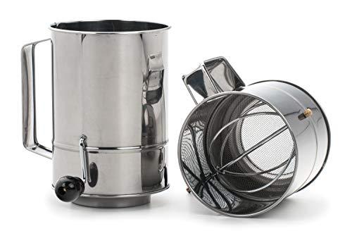 RSVP International RSVP International Endurance® Stainless Steel Crank Style Flour Sifter, 5 Cup | Sift Flour & Dry Ingredients for Baking | Manual Crank | Dishwasher Safe,Silver