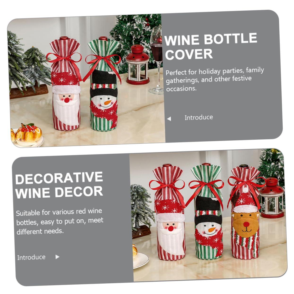 NOLITOY NOLITOY 3pcs Decor Christmas Ornaments Christmas Supplies Bottle Topper Cover Christmas Party Bottle Cover Wine Supply Bottle Cover Xmas Bottle Covers Cloth Elder Wine Bottle Cover