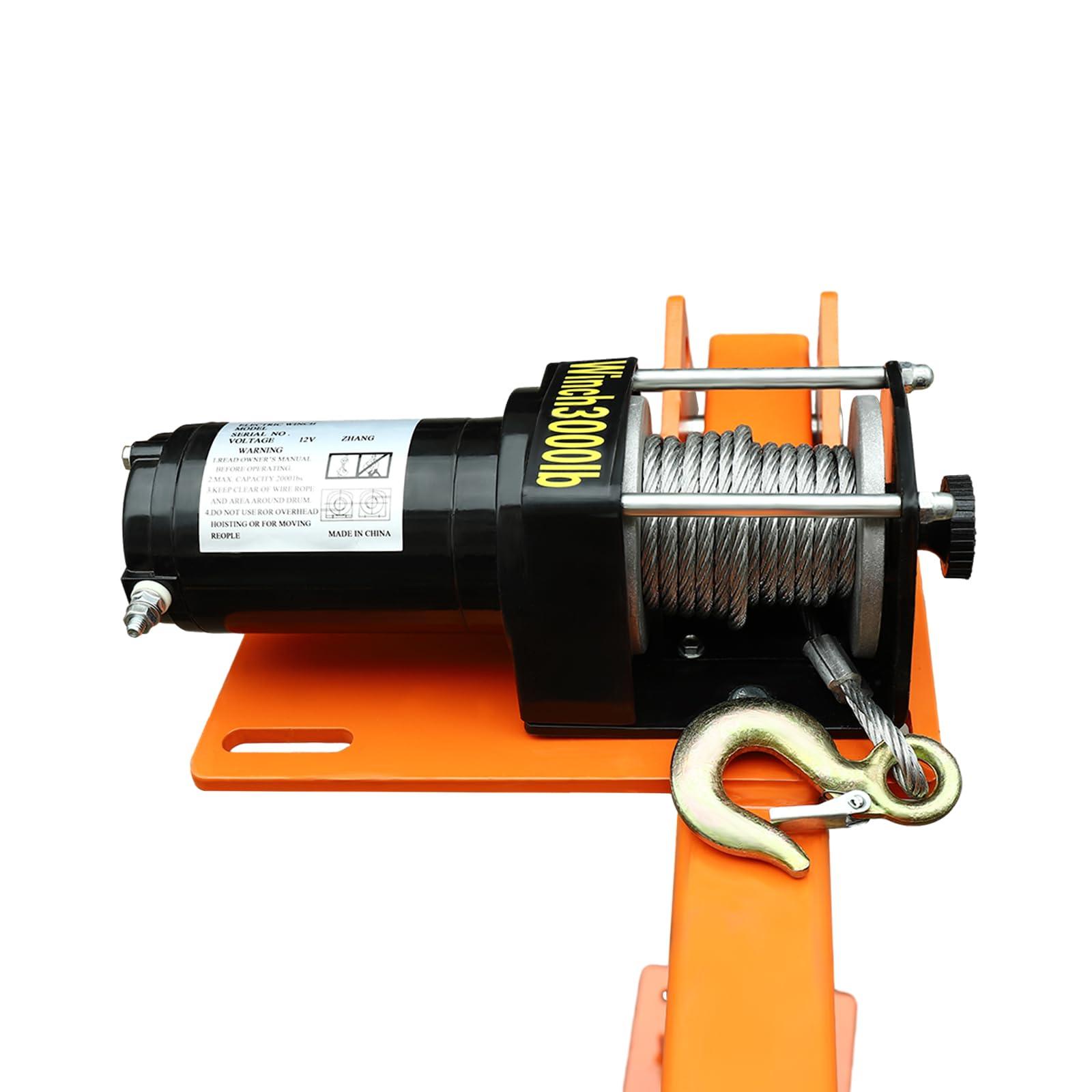 BILPIKOGoo 1100 LB Truck-Mounted Crane, with Electric Winch 12V, Painted Q235 Steel Pickup Truck Jib Cranes 360 Rotate Base for Engines Hoist, Shop Crane