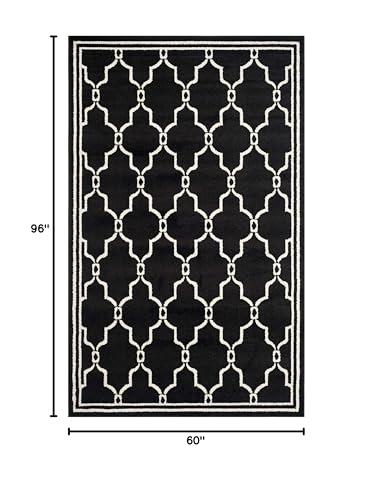 Safavieh SAFAVIEH Amherst Collection Area Rug - 5'3" x 8', Anthracite & Ivory, Trellis Design, Non-Shedding & Easy Care, Ideal for High Traffic Areas in Living Room, Bedroom (AMT414G)