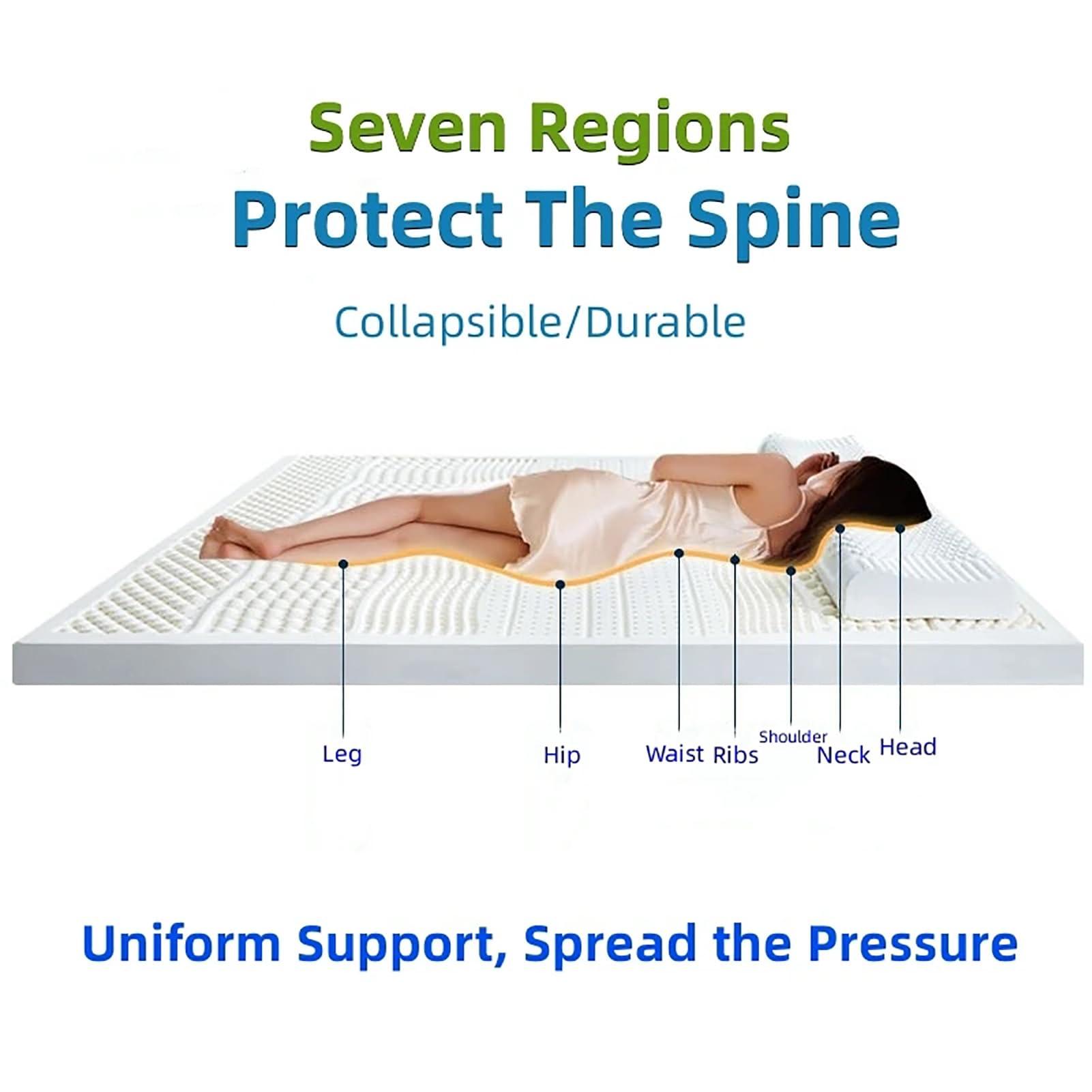 NaKeah NaKeah 100% Natural Latex Mattress Topper with Organic Cotton Cover No Memory Foam Chemicals, Breathable and Comfortable, Help Relief Shoulder & Back Pain,5cm,135x190cm