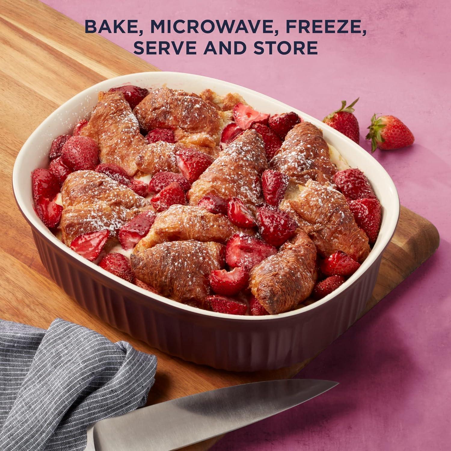 CorningWare CorningWare Ceramic Bakeware Set with Lids, Chip and Crack Resistant Stoneware Baking Dish, Microwave, Dishwasher, Oven, Freezer and Fridge Safe, 6-Piece French Cabernet