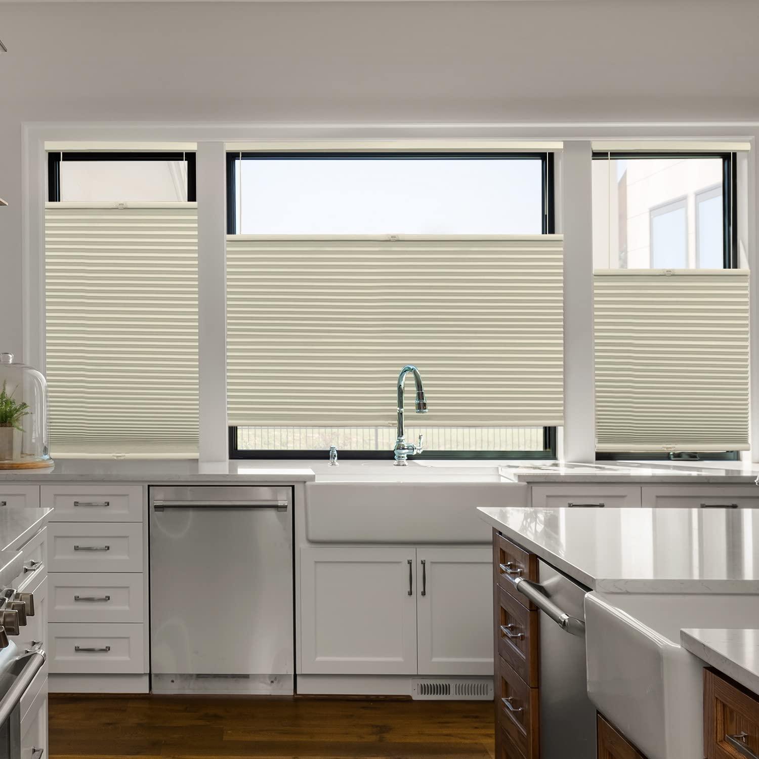 CHICOLOGY CHICOLOGY Cellular Shades, Top Down Bottom Up Shades, Custom Blinds for Windows, Window Shades for Home, Blackout Shades, Window Coverings, Cellular Blinds, Buttercream (Blackout), 22.75" W x 48" H