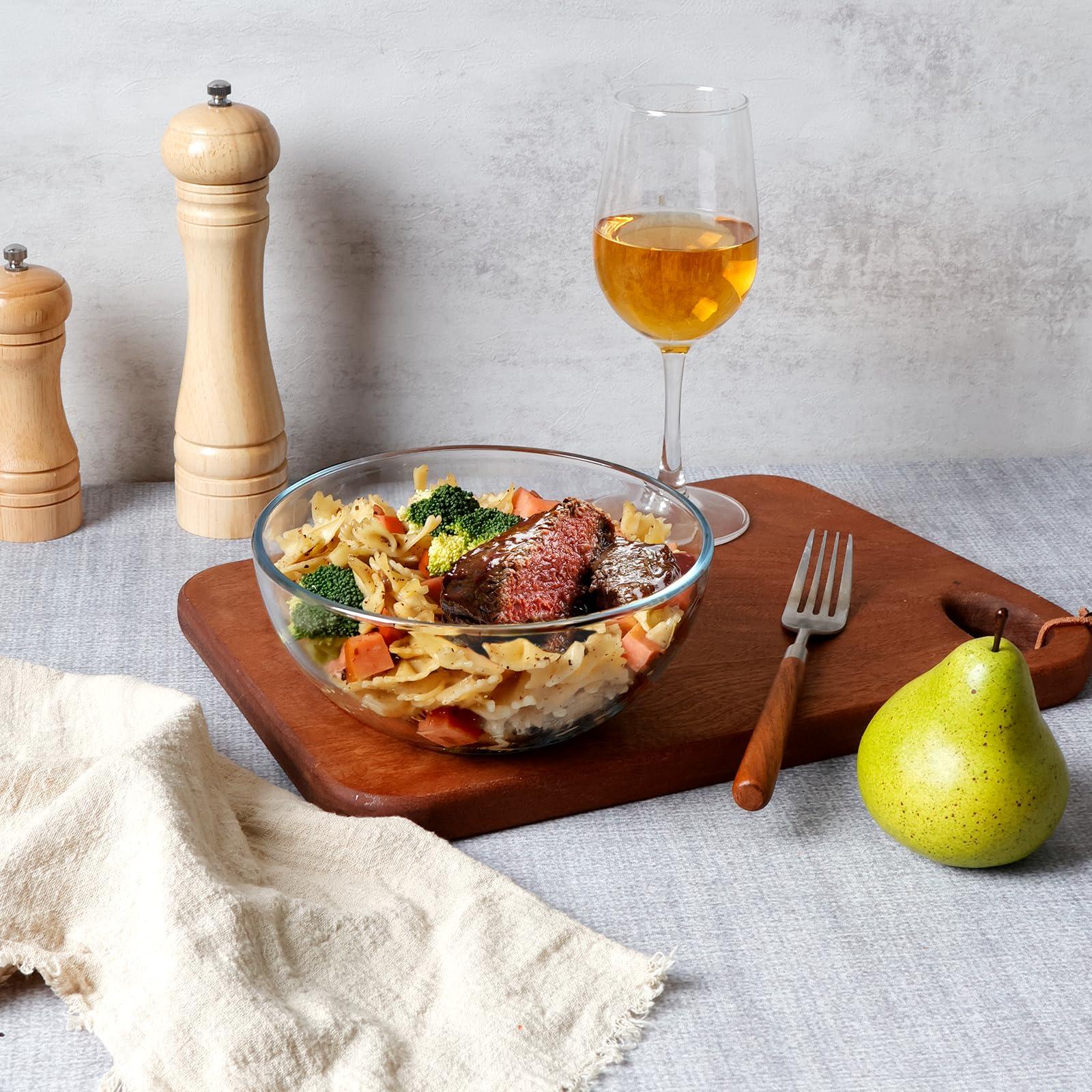 NUTRIUPS NUTRIUPS 7 Inch Medium Glass Prep Bowls, Tempered Glass Bowl Set of 4 Microwave and Oven Safe (7 inch, Set of 4)