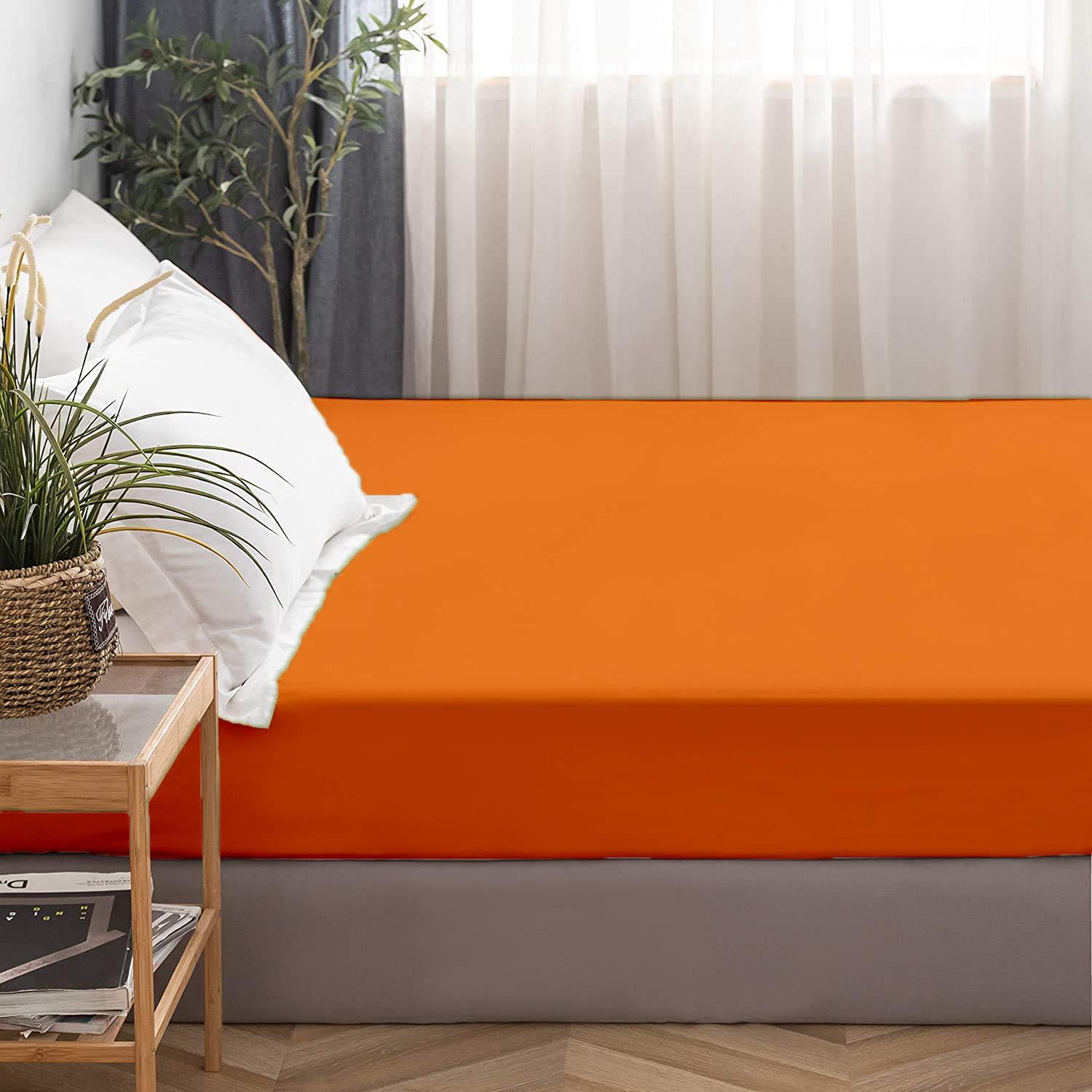Hadi Bedding Company Hadi Bedding Company Hotel Style Full Fitted Sheets 1000 Thread Count with Pockets (7-10 Inches) 100% Egyptian Cotton Perfect for Low Profile Mattresses Bottom Bed Sheets - Orange