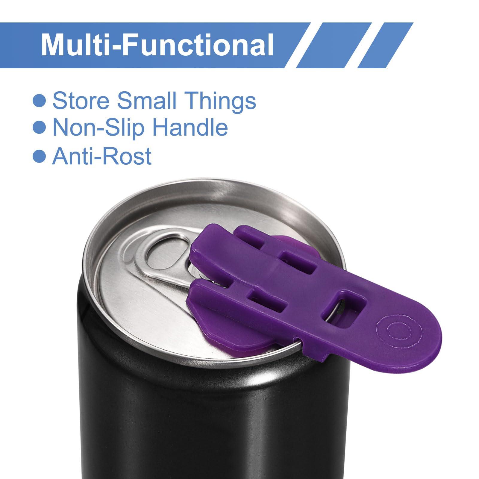 uxcell uxcell Manual Easy Can Opener, 4pcs - Plastic Beverage Can Covers Lids Protector, Bottle Opener for Soda, Beer, Drink (Purple)