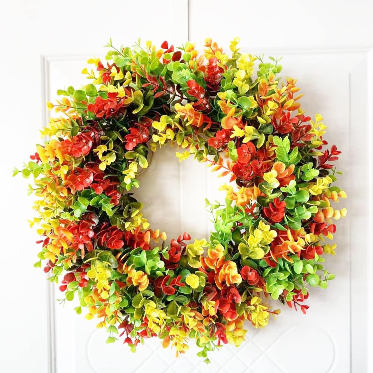 Wreaths Spring Wreath Summer Door Wreaths, Summer Dcor Spring Fourth of 4 Funeral Outdoor Small Blue Easter Pineapple Bee Lambs Ear Artificial Party Peony