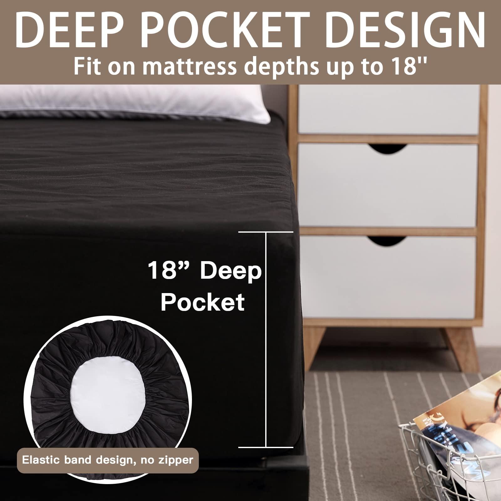 Mecerock Mecerock Mattress Protector, Breathable and Soft Waterproof Mattress Protector, Mattress Cover, Black Mattress Cover Full Size Bed