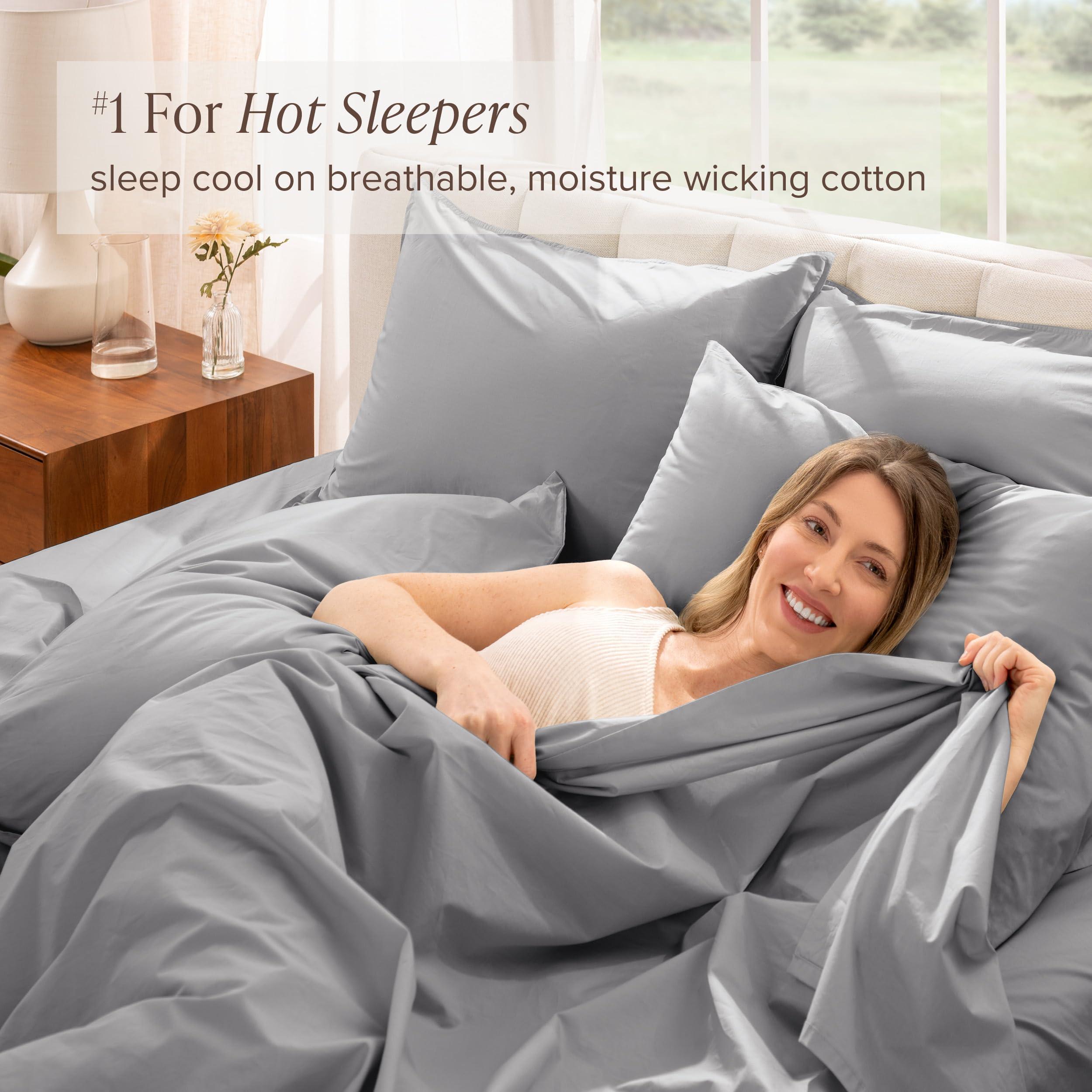 Bare Home Bare Home 100% Organic Cotton California King Sheet Set - Crisp Percale Weave - Cool, Breathable, and Hypoallergenic - Bedding Sheets & Pillowcase (California King, Light Grey)