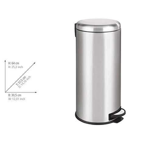 WENKO WENKO, Silver, 9.84 x 14.96 x 12.6 in Trash Can with Lid and Pedal, Garbage Bin for Kitchen, Anti-Fingerprint, Easy Close, Stainless Steel, 7.93 Gal, 12 x 25.2 x 14.76