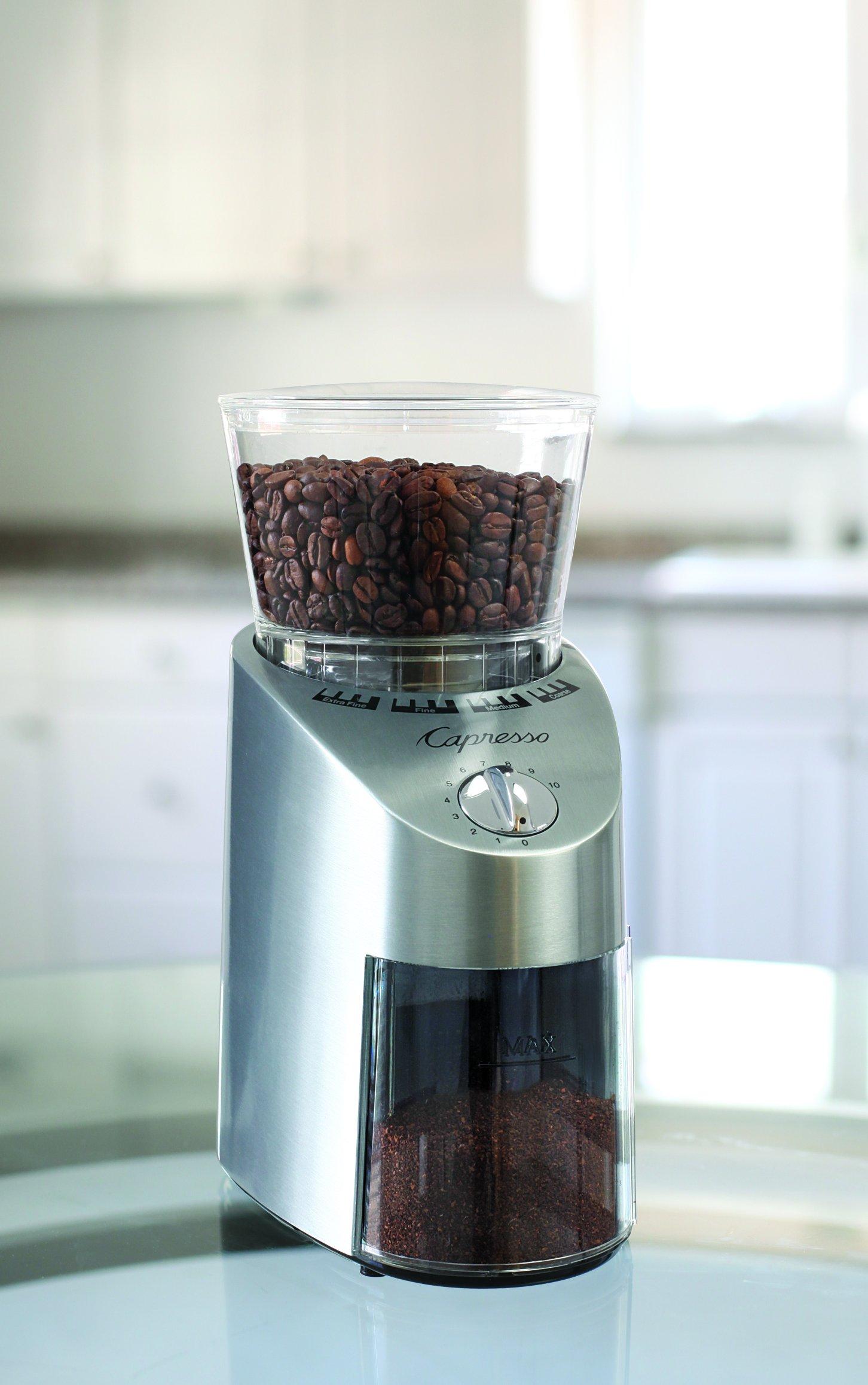Capresso Capresso Infinity Conical Burr Grinder, See-through bean container holds up to 8.8 oz of beans