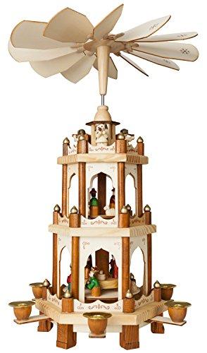 BRUBAKER BRUBAKER Wooden Christmas Pyramid - 18 Inches - 3 Tier Carousel - Nativity Play