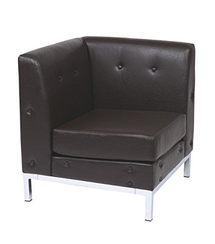 OSP Home Furnishings OSP Home Furnishings Wall Street Faux Leather Corner Chair with Chrome Finish Base, Espresso