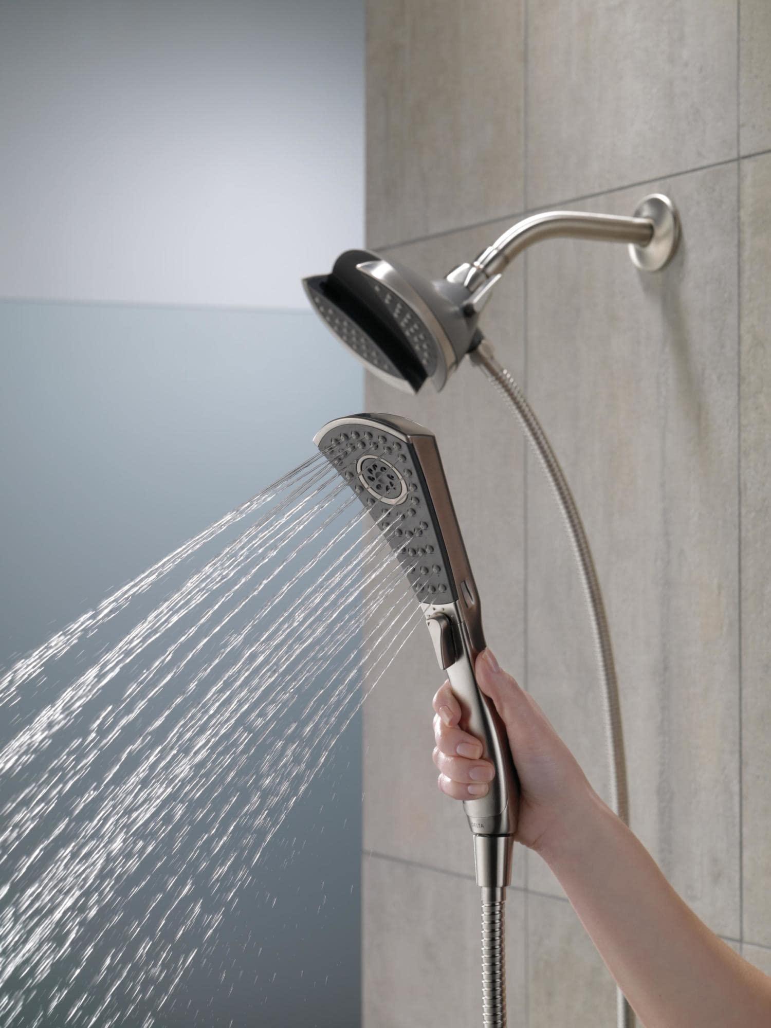 DELTA FAUCET Delta Faucet 4-Spray In2ition Dual Shower Head with Handheld Spray, Detachable Shower Head with Hose Chrome 58467