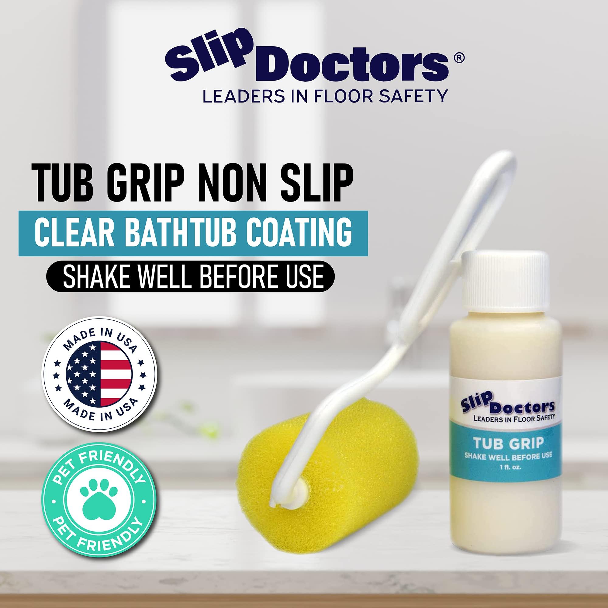 Slip Doctors Anti-Slip Bath & Shower Floor Solutions (2 Bottles) Tub Grip Barefoot Friendly Non-Slip Coating Fixes Slippery Fiberglass & Acrylic Showers & Tubs