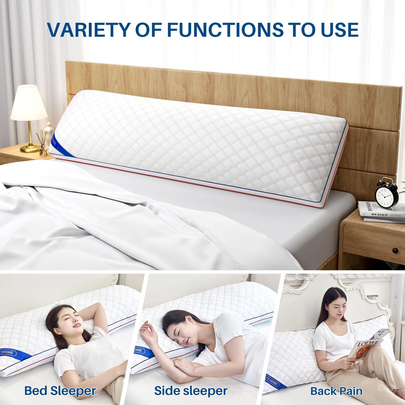 YZ HOME YZ HOME Long Body Pillow for Adults - Firm Body Pillow Insert with Shredded Blue Memory Foam, Adjustable Height, Soft Support for Side Sleeping, Pregnant Women, Washable (20x54 Inch, White)