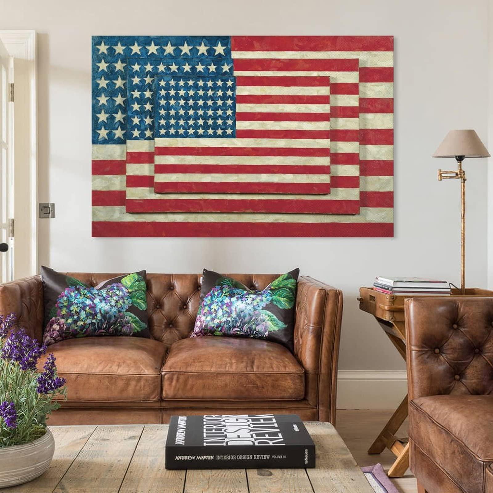 CGUSX Jasper Johns - Three Flags Poster Decorative Painting Canvas Wall Art Living Room Posters Bedroom Painting 16x24inch(40x60cm)