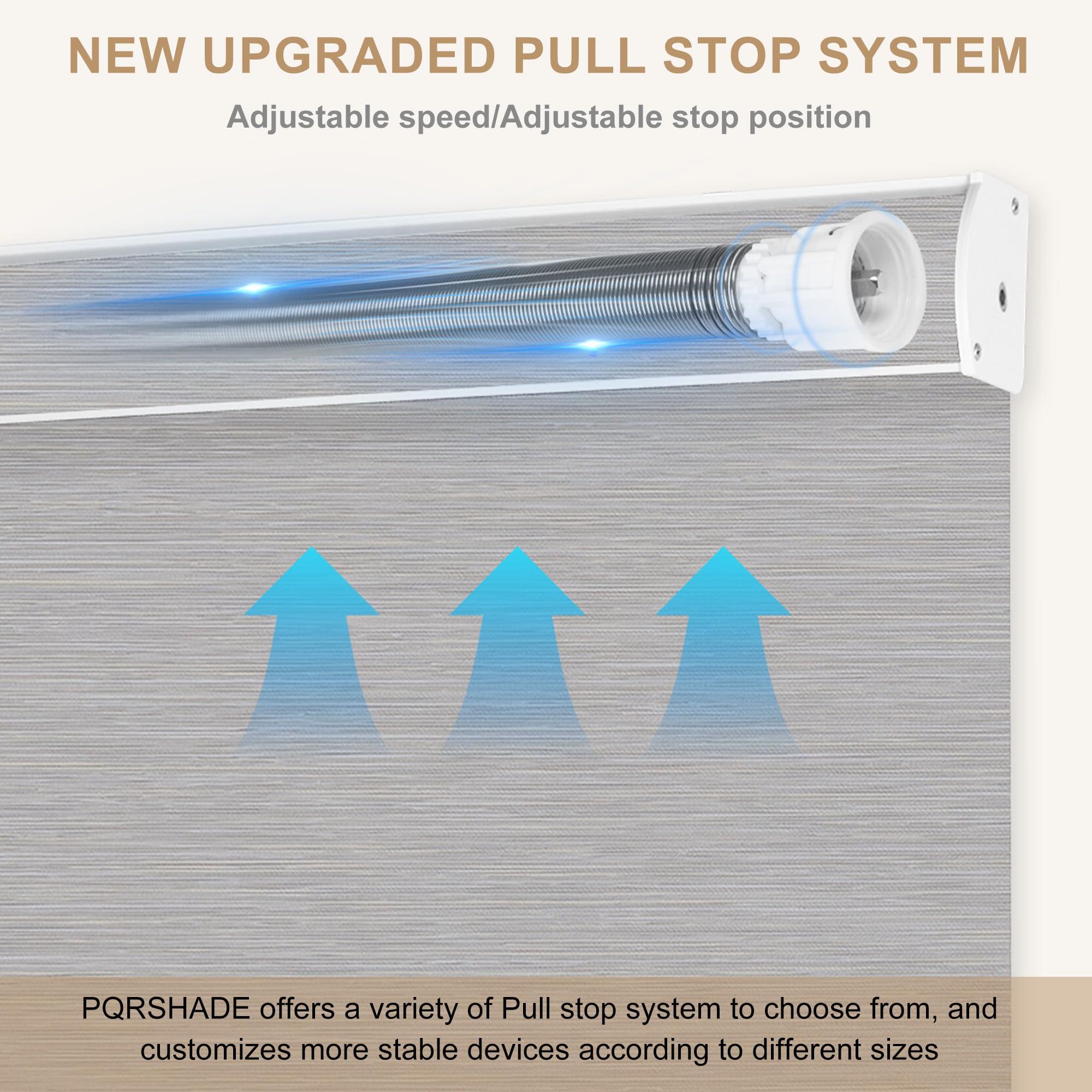 PQRSHADE PQRSHADE 100% Blackout Window Shades Pull Down for Indoor, Custom Room Darkening Striped Jacquard Fabric Roller Window up and Down Blinds with Thermal Insulated Easy to Install(88" W x 96" H) S-Gray