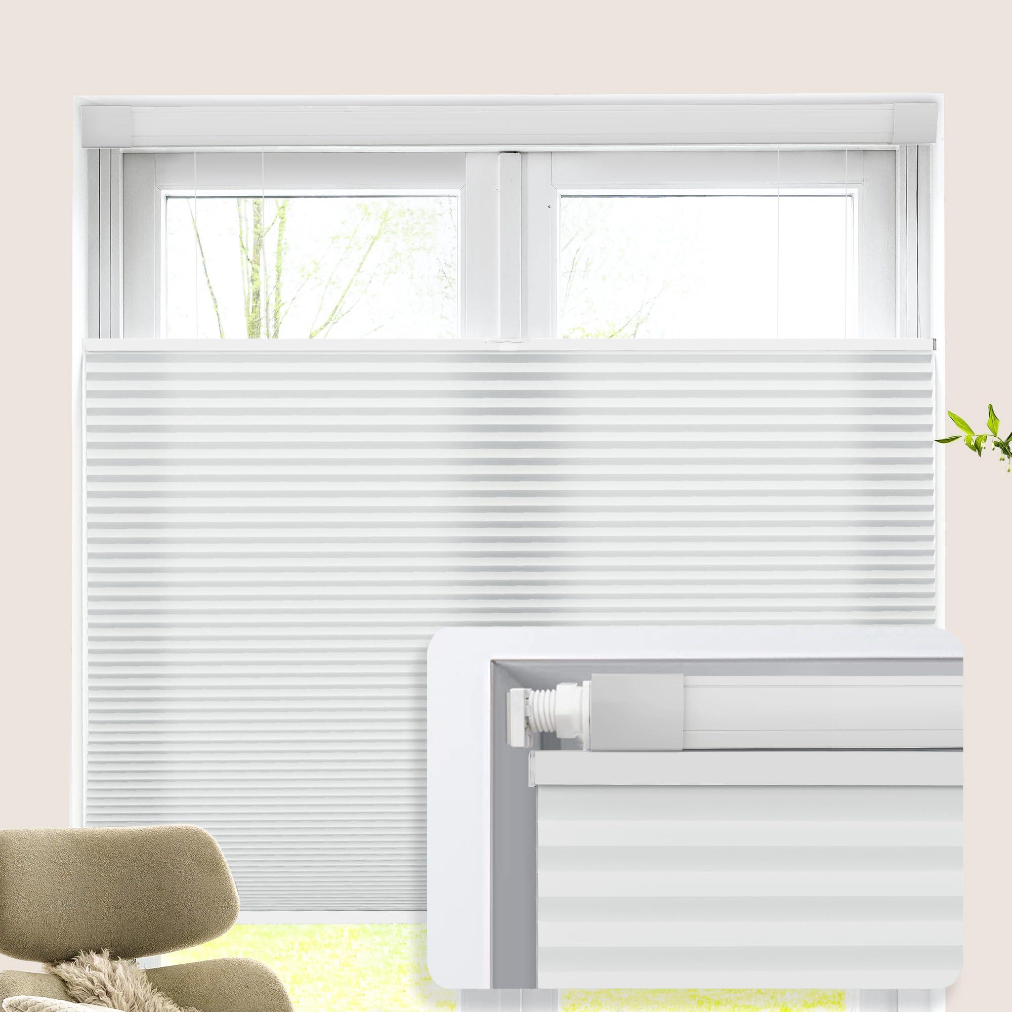 Hiifroy Hiifroy No Tools No Drill Blinds for Indoor Windows,Cordless Top Down Bottom Up Honeycomb Cellular Shades with 1" Fabric,Light Filtering Silver Grey 45" W x 66" H