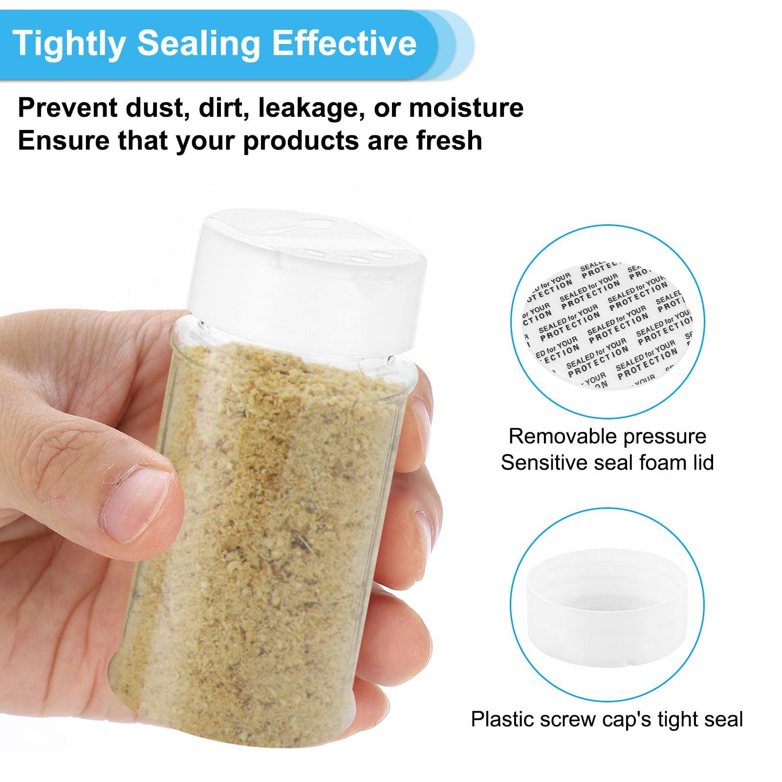 PATIKIL PATIKIL 2.7oz Plastic Spice Jars with Shaker Lids, 16 Pcs Refillable Empty Seasoning Containers Bottle with White Cap for Storing Spice Salt Herbs Seasoning Powders Condiment, Clear