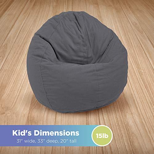 Bean Products Bean Products Comfy Bean Small Cotton Bean Bag Chair | Filled w/Polystyrene Beads & CertiPUR Foam | 31L x 33W x 20H | 15lbs | Perfect for Adults, Teens & Kids | Available in 2 Sizes | Indigo