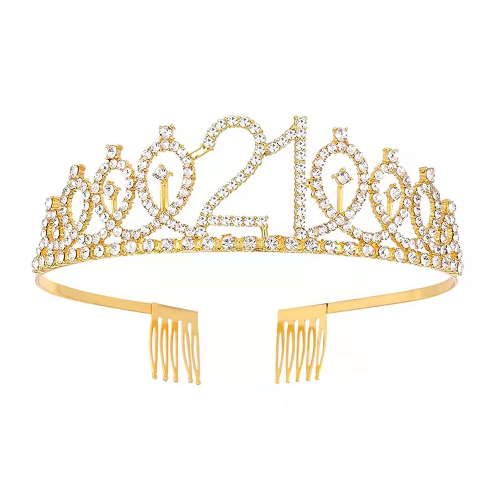 UVATAHONA UVATAHONA 21st Birthday Sash and Tiara, 21 & Fabulous Birthday Sash and Crown Set, Happy 21st Birthday Gifts for Party Favors Supplies and Decorations, Gold