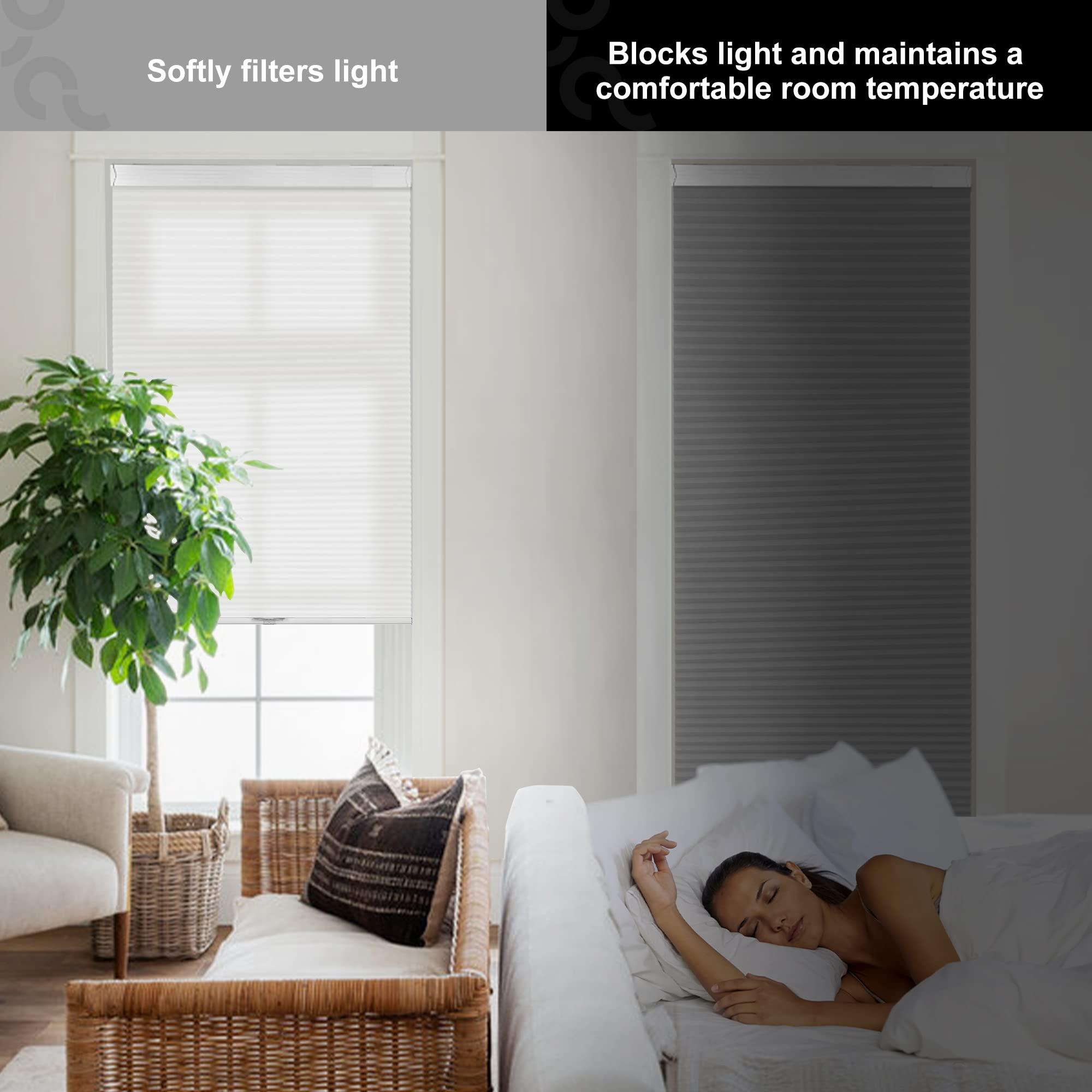 Sulugood Blackout Cellular Shades Cordless Blinds Sulugood Honeycomb Shades Room Darkening Window Blinds for Home, Bedroom, Office, Blackout-White, 45" W x 72" H