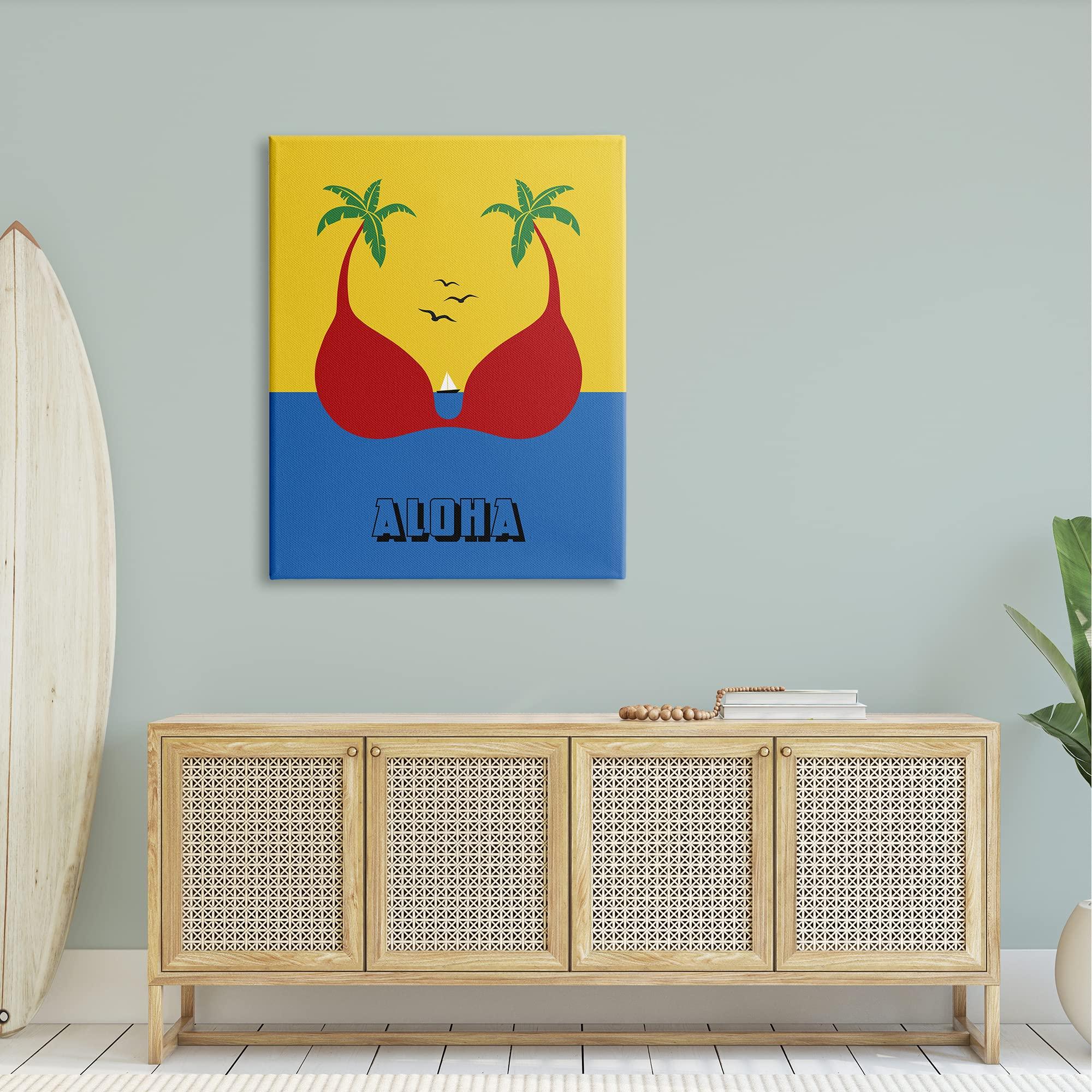 Stupell Industries Stupell Industries Tropical Aloha Saying Swimsuit Palm Trees, Design by Atelier Posters
