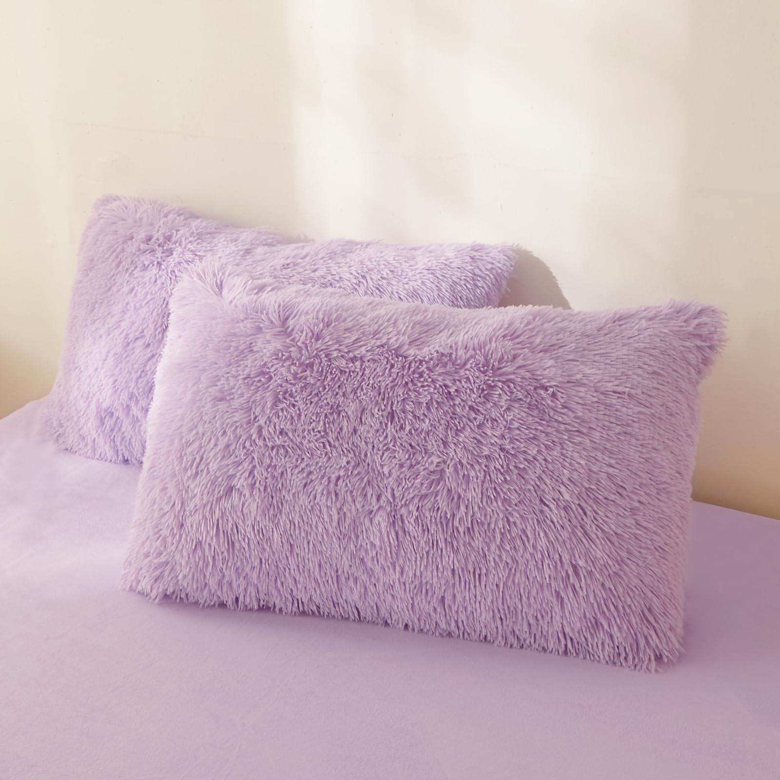 FOPPA FOPPA Lilac Comforter Cover Set King - Ultra Soft Fluffy Bedding Sets 3 Pieces (1 Duvet Cover + 2 Pillow Cases) Pink Bed Set