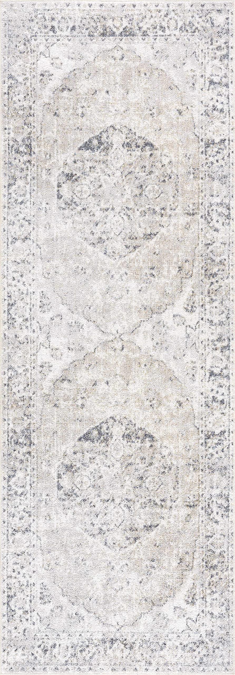 BoutiqueRugs BoutiqueRugs Rudo Farmhouse Area Rug - Machine Washable - Light Gray, Medium Gray, Medium Brown - 7'10" x 10'2"