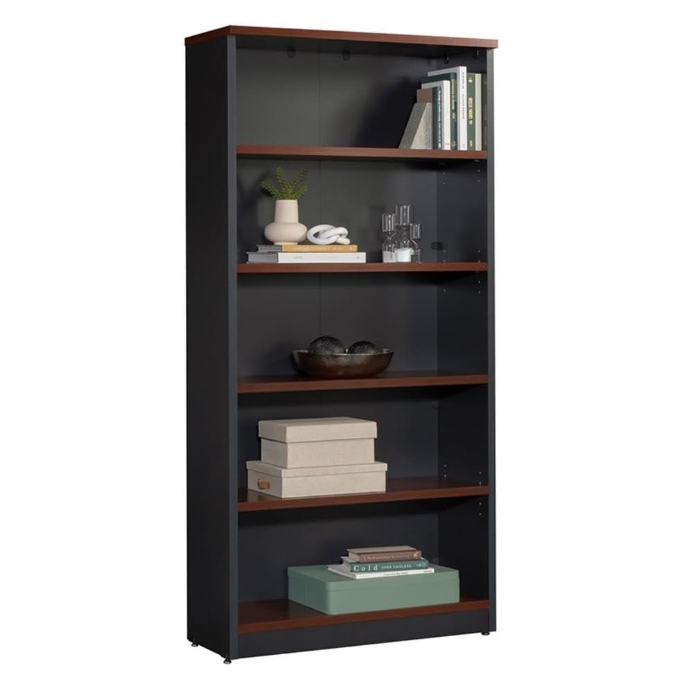 Pemberly Row Pemberly Row Engineered Wood 5-Shelf Bookcase in Classic Cherry