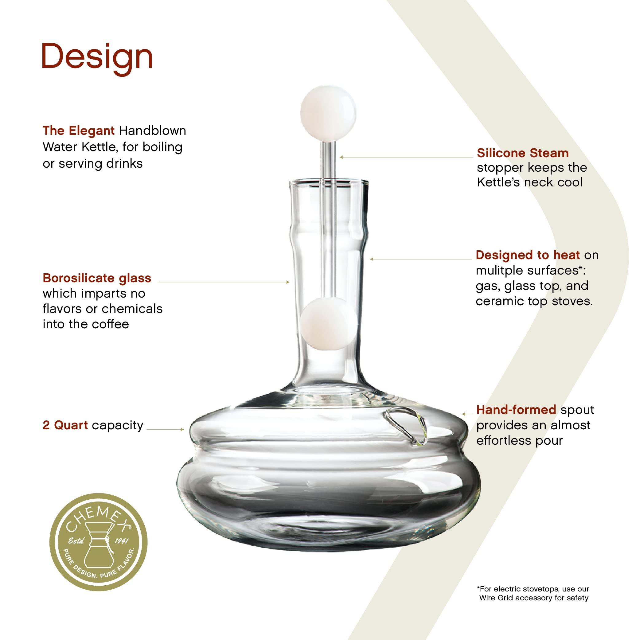 Chemex CHEMEX Hand Blown Glass Water Kettle, 2 Quart
