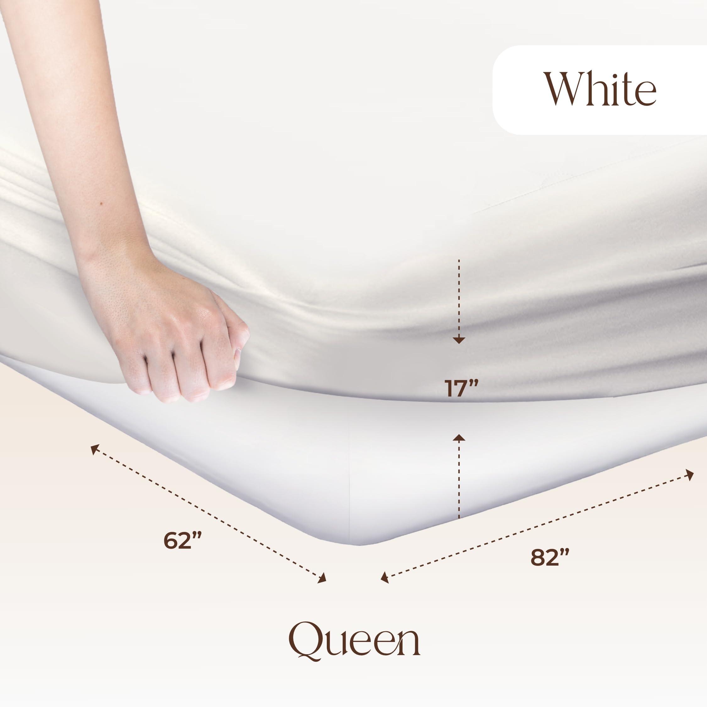 Whisper Organics Organic Waterproof Mattress Protector Queen Size - 100% Waterproof Mattress Pad with Quiet & Breathable Triple Layer Protection - Fairtrade & GOTS Certified Durable Machine Washable Design (Queen)