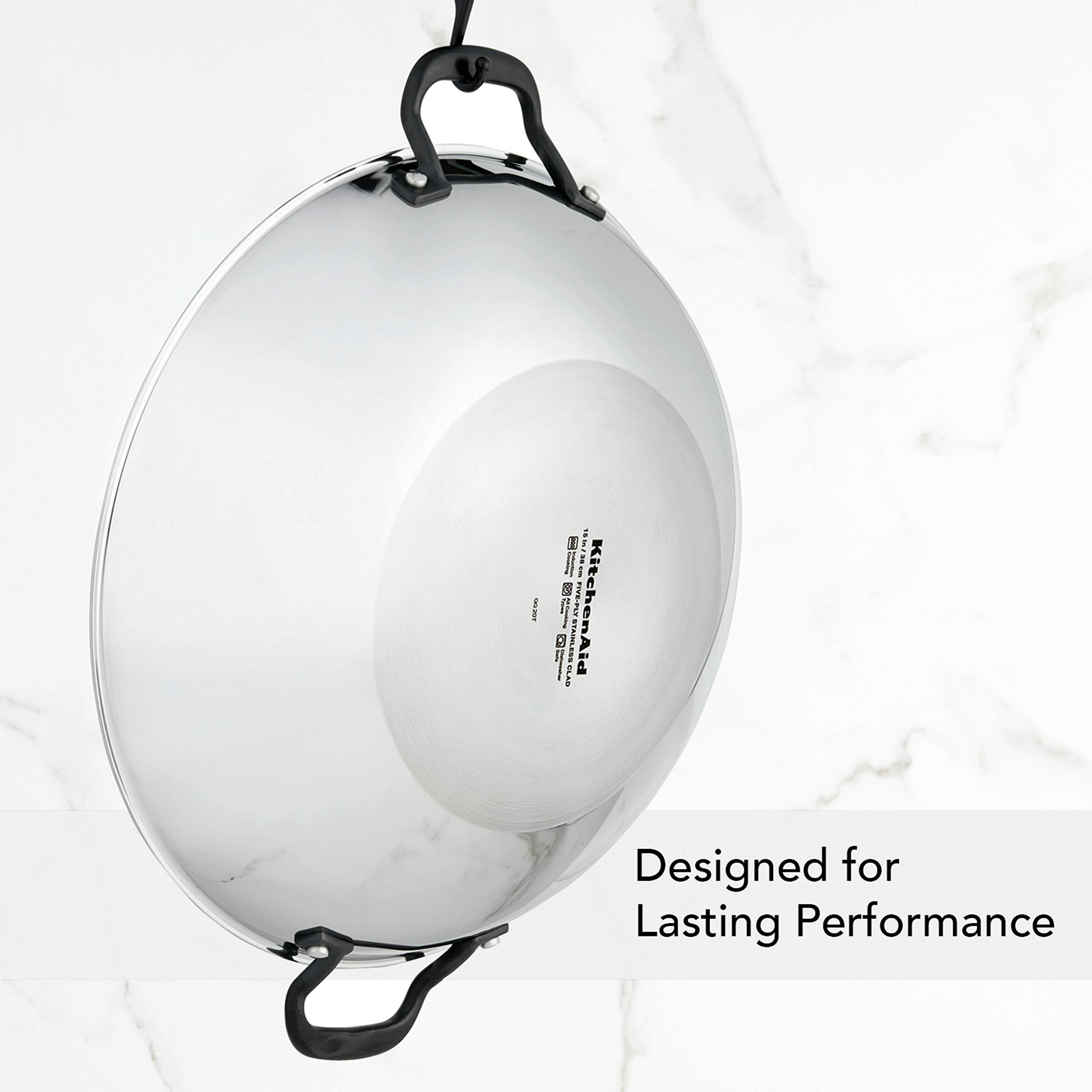 KitchenAid KitchenAid 5-Ply Clad Polished Stainless Steel Wok,15 Inch